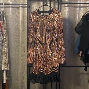 Fashion Nova Rose Gold Sequin Dress